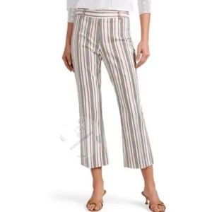 Derek Lam Cropped Flare Ivory Striped Pants